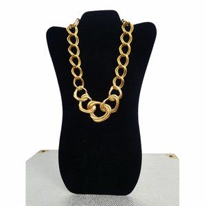 Vtg 80s Napier Gold Tone Chunky Heart Chain Necklace